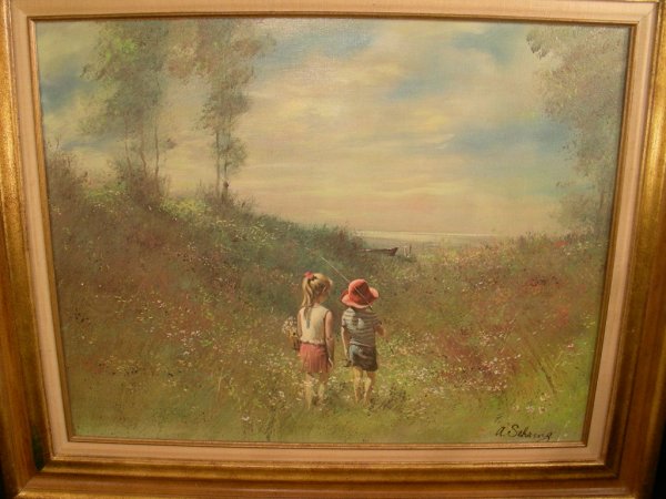 THREE PASTORAL OIL ON CANVAS PAINTINGS - 6