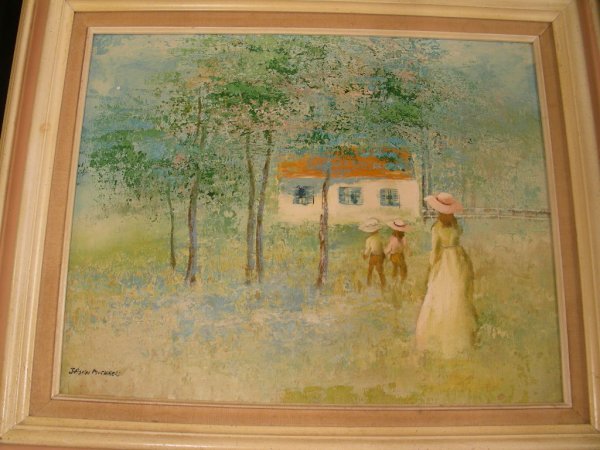 THREE PASTORAL OIL ON CANVAS PAINTINGS - 8