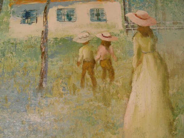 THREE PASTORAL OIL ON CANVAS PAINTINGS - 9
