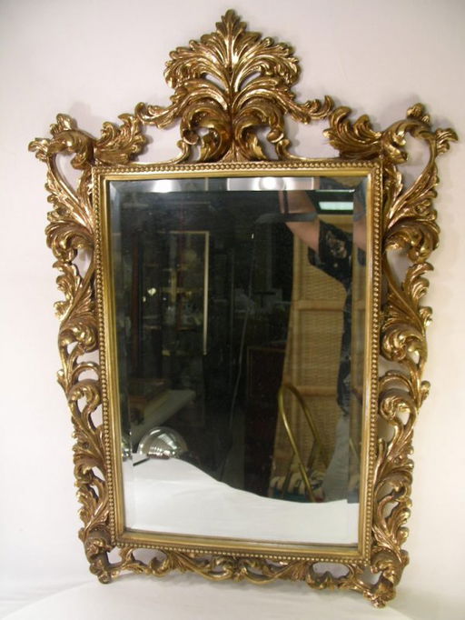 687 Gold Tone Sirocco Type Beveled Ina Co Mirror