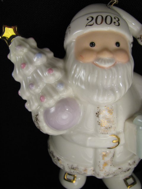 LENOX PORCELAIN 2003 CHRISTMAS SANTA ORNAMENT - 2
