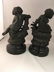 PAIR ANTIQUE CAST WHITE METAL PUTTI SCULTPURES - 2