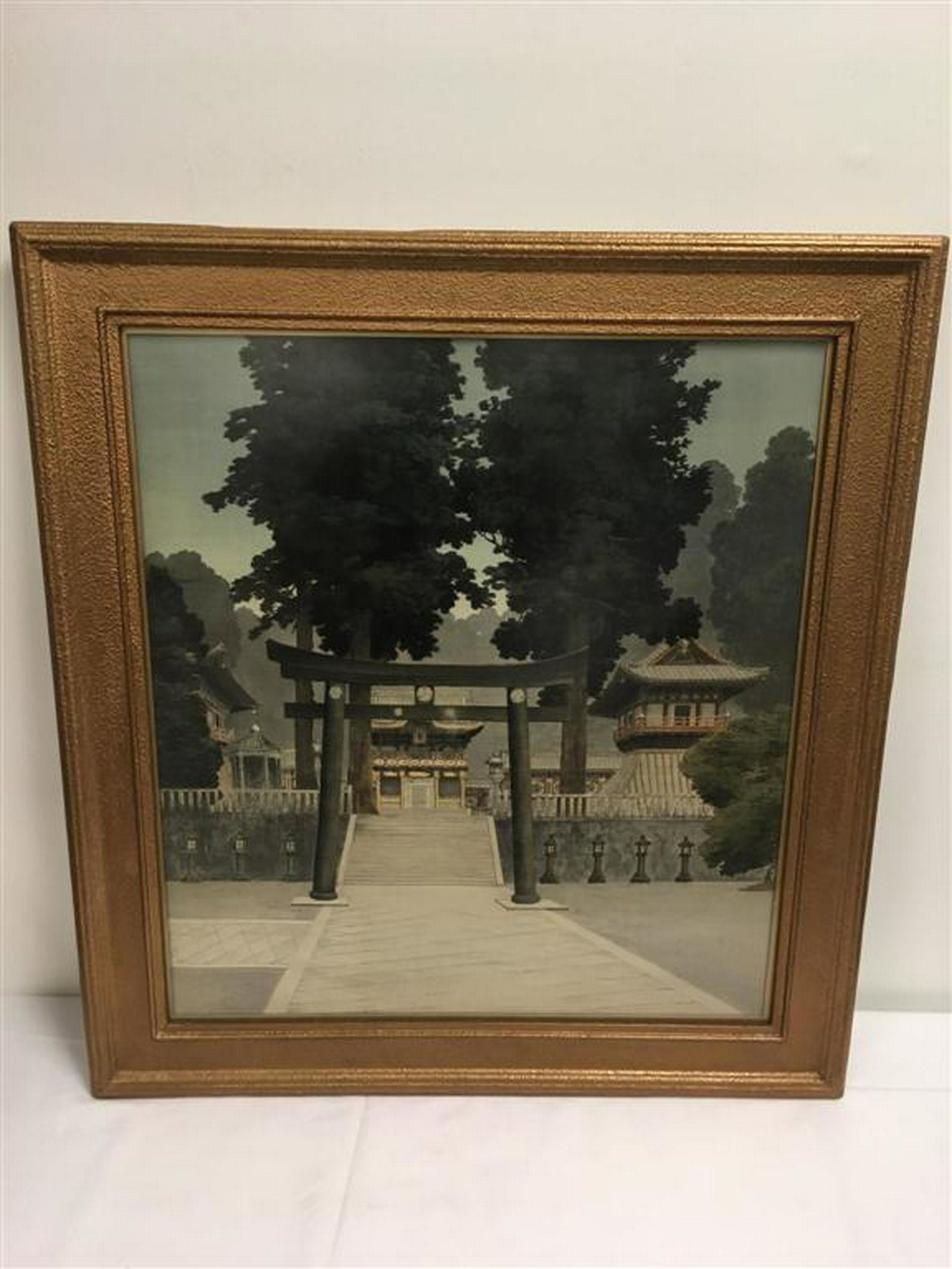 ANTIQUE JAPANESE MEIJI VELVET LANDSCAPE EMBROIDERY: Antique Japanese Meiji period velvet silk landscape scene embroidery. Circa 1880-1890. Very nicely mounted in a gold tone frame. Stretched silk measures 22.5" wide x 25.5" tall. Frame measures 29.5" w