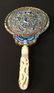 19TH C CHINESE ENAMELED COPPER & JADE MIRROR