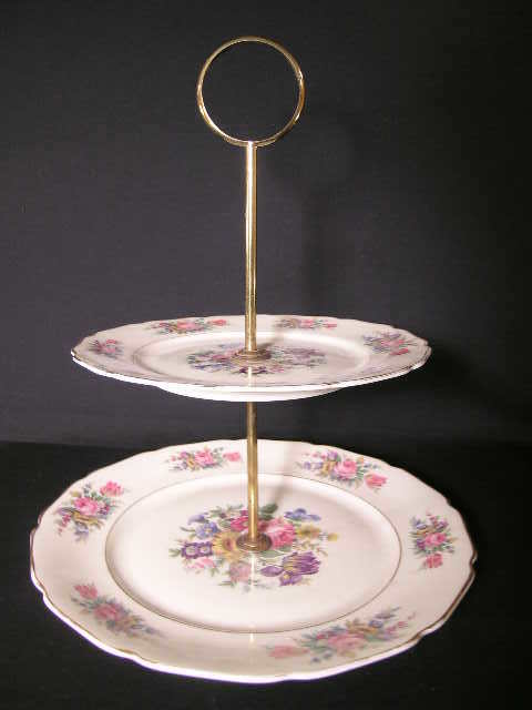 FLORAL DECORATED BAVARIAN DESSERT TRAY 2 TIER