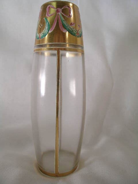 HAND PAINTED GILT FROSTED GLASS BUD VASE