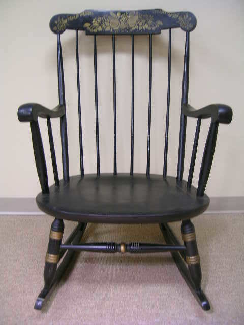 ANTIQUE BLACK GOLD BOSTON ROCKER STENCILED