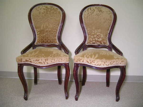 PAIR BALLOON BACK VELVET SEAT CHAIRS