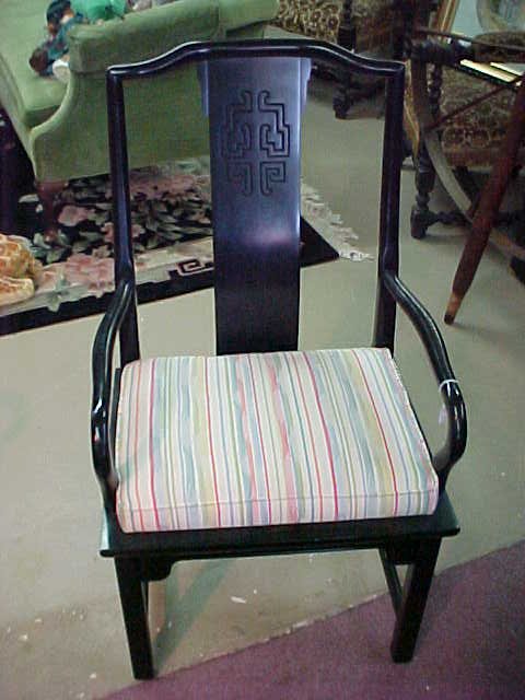2 BLACK ORIENTAL STYLE OCCASIONAL CHAIRS
