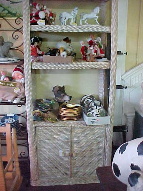 WHITE WASH WICKER ETEGIER 79" TALL
