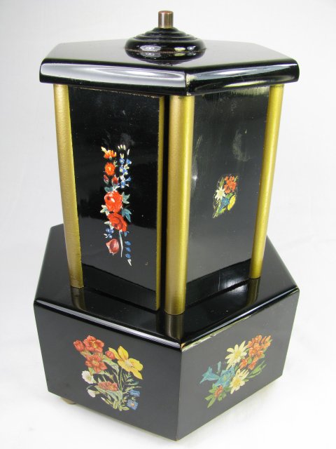 HALL MCCOY CERAMICS BLACK LACQUER MUSIC BOX ETC - 7