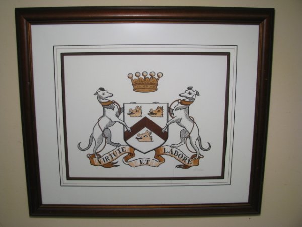 GOUACHE ON PAPER COAT OF ARMS SIGNED B. TUCKER