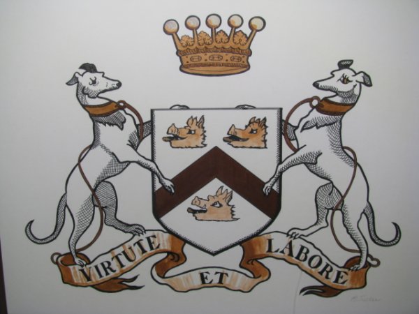 GOUACHE ON PAPER COAT OF ARMS SIGNED B. TUCKER - 2
