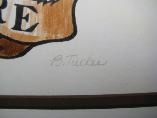 GOUACHE ON PAPER COAT OF ARMS SIGNED B. TUCKER - 5