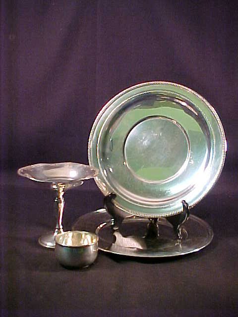 GROUP STERLING SILVER PLATES COMPOTE ETC