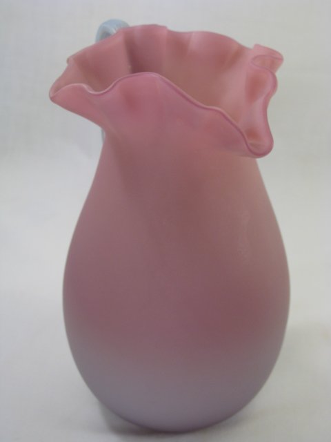 MT WASHINGTON PEACHBLOW ART GLASS EWER W/ RUFFLE - 4