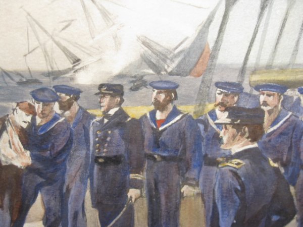 MILITARY LITHOGRAPH OF NAVAL BOAT SCENE - 3