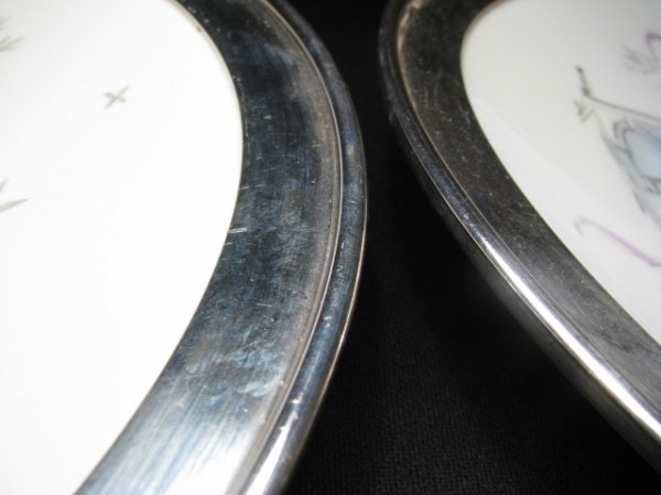 TWO RETRO ROSENTHAL PLATES STERLING SILVER RIMS - 6