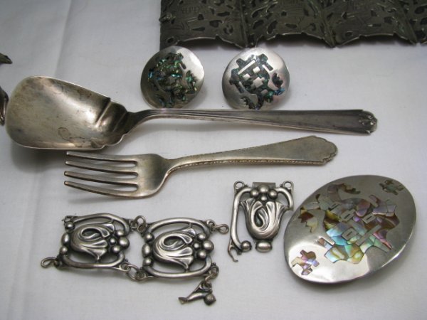 GROUP ASSORTED STERLING SILVER JEWELRY & PARTS - 5