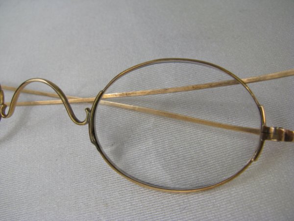 PAIR ANTIQUE 14 KT GOLD EYE GLASSES w/ ORIG CASE - 3