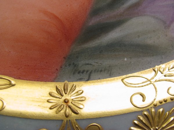 HAND PAINTED PORTRAIT CABINET PLATE: IRIS - SIGNED - 4