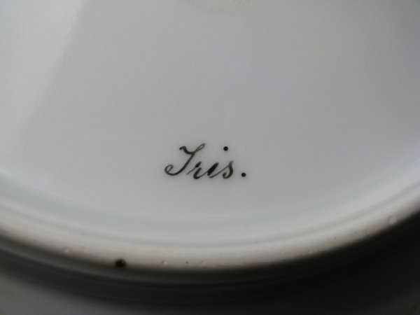 HAND PAINTED PORTRAIT CABINET PLATE: IRIS - SIGNED - 8