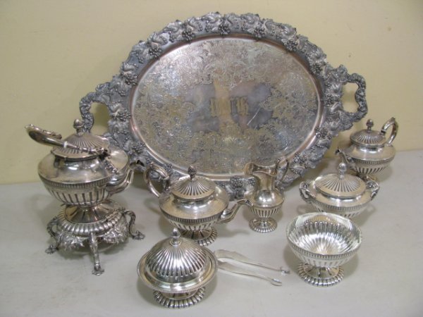 STERLING SILVER & COIN 7 PC TEA COFFEE SET - 2