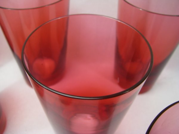 EIGHT BACCARAT CRANBERRY CRYSTAL GLASS TUMBLERS - 4