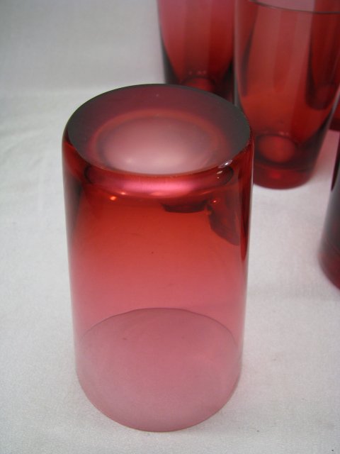 EIGHT BACCARAT CRANBERRY CRYSTAL GLASS TUMBLERS - 5