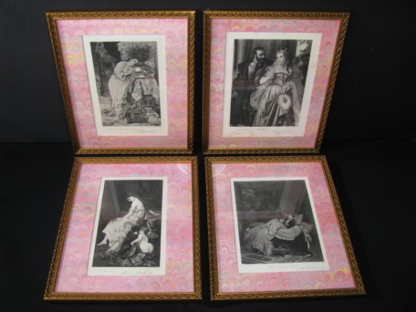 SET OF FOUR FRAMED 19TH CENTURY STEEL ENGRAVINGS