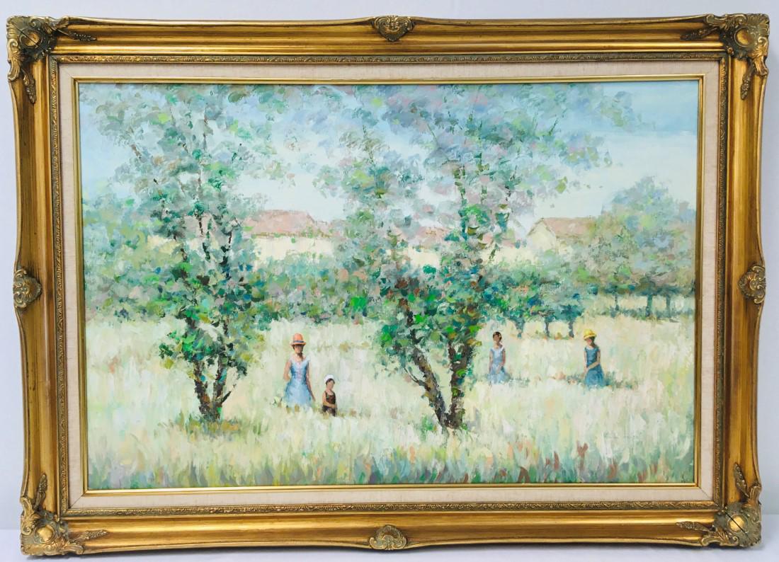 VINTAGE ANDRE GALLARD OIL ON CANVAS PAINTING: Vintage Andre Gallard oil on canvas painting, framed measuring a total of 30" tall x 42" wide. Condition: may show minor signs of normal use to frame, see images. Weight: 7.7 lbs.