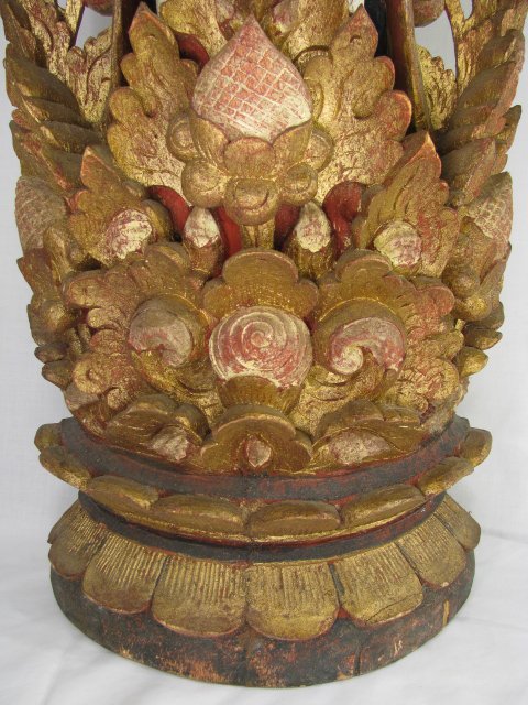 BALINESE TEMPLE STATUE WOOD CARVED & PAINTED - 2