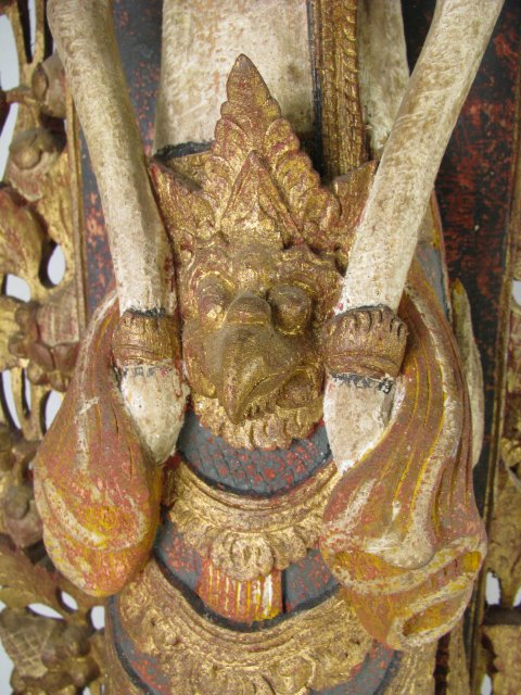 BALINESE TEMPLE STATUE WOOD CARVED & PAINTED - 3