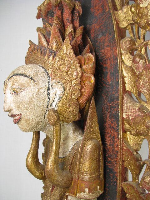 BALINESE TEMPLE STATUE WOOD CARVED & PAINTED - 4