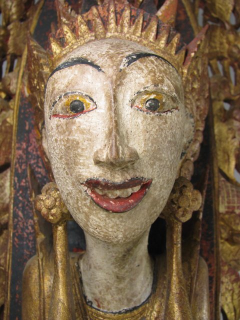 BALINESE TEMPLE STATUE WOOD CARVED & PAINTED - 5
