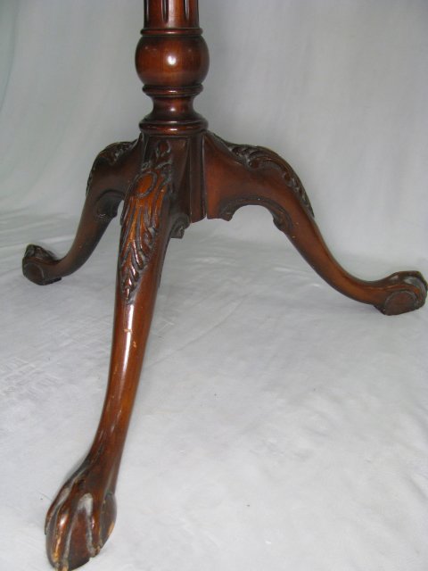 3 TIER WOOD PIE CRUST TABLE W/ CLAW & BALL FEET - 2