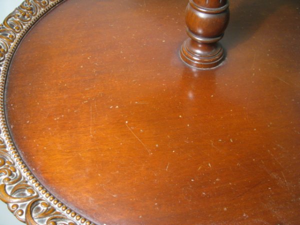 3 TIER WOOD PIE CRUST TABLE W/ CLAW & BALL FEET - 7