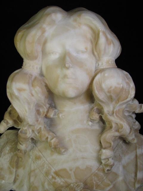 19TH C. CARVED ALABASTER BUST OF A YOUNG WOMAN - 2