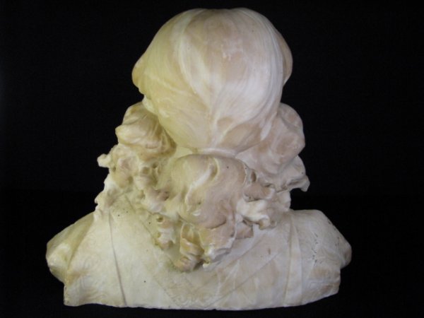 19TH C. CARVED ALABASTER BUST OF A YOUNG WOMAN - 6