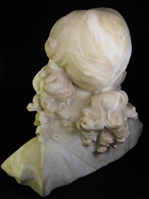 19TH C. CARVED ALABASTER BUST OF A YOUNG WOMAN - 8