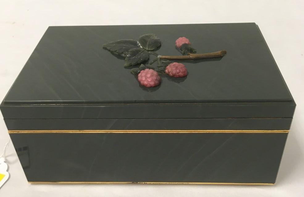 VINTAGE METAL MOUNTED JASPER CASKET BOX (1 of 6)