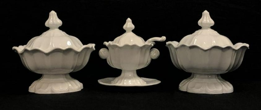 T&R BOOTE WHITE IRONSTONE SERVERS, 3 PCS (1 of 8)