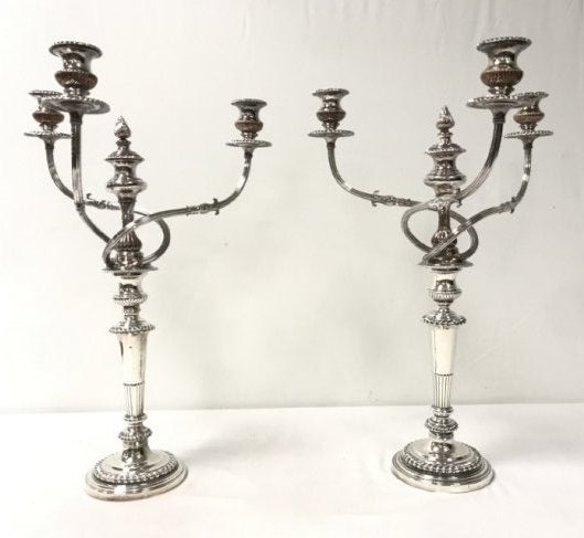 PAIR GEORGIAN SHEFFIELD STERLING SILVER CANDELABRA (1 of 17)