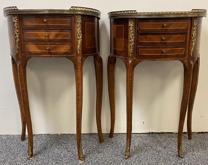 PAIR LOUIS XVI STYLE MARQUETRY SIDE TABLES (1 of 20)
