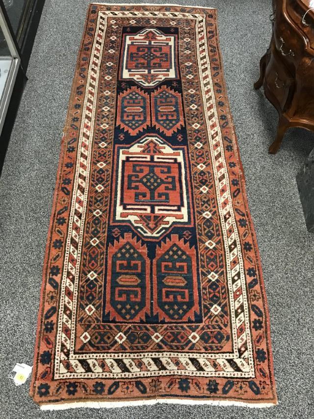 ANTIQUE PERSIAN WOOL & COTTON RUNNER RUG 3' X 8' (1 of 8)