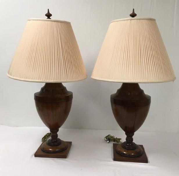 PAIR FEDERAL PARQUETRY INLAID KNIFE BOXES AS LAMPS (1 of 16)