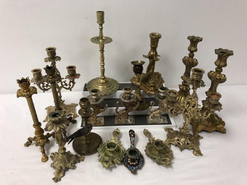 ASSORTED ANTIQUE & DECORATIVE CANDLESTICKS (1 of 16)