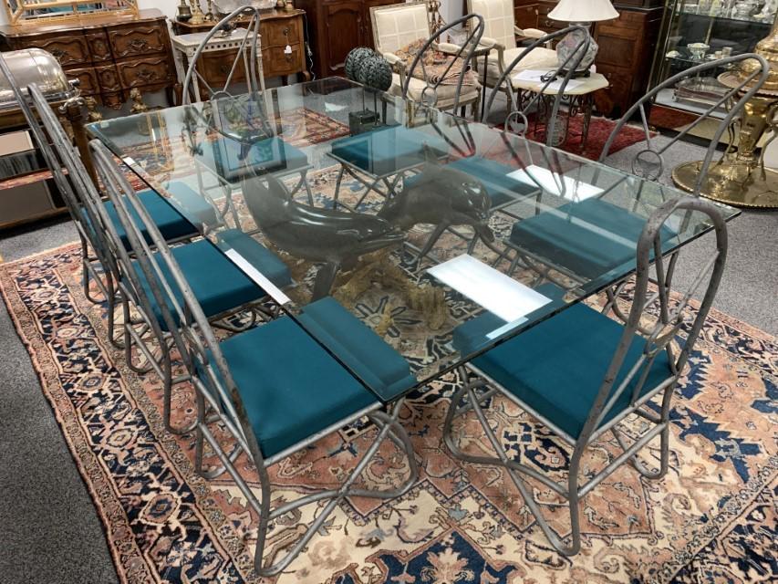 EIGHT ROBERT WYLAND IRON DOLPHIN-FIN BACK CHAIRS (1 of 18)