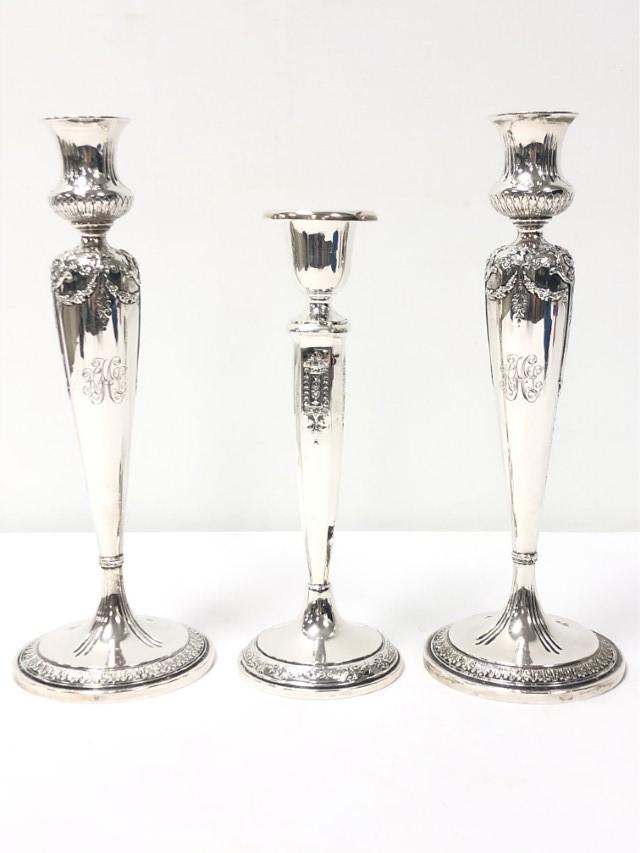 THREE STERLING SILVER CANDLESTICKS REED & BARTON + (1 of 14)