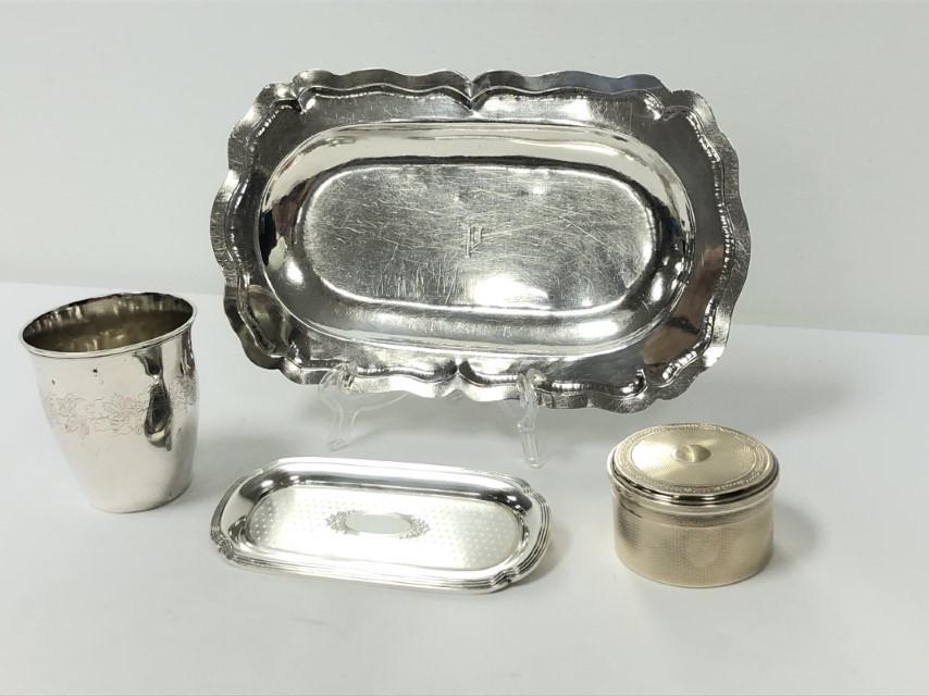 STERLING SILVER DESK LOT: TRAY, BOX, ETC. (1 of 14)
